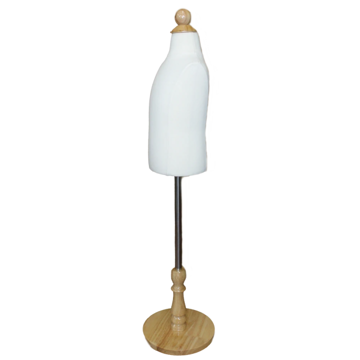 KID-KT1- 2T/3T White Jersey Covered Toddler Size Body Form with Round Wooden Base