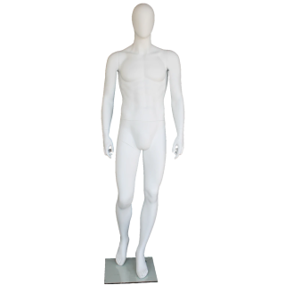 6 ft 3 in Walk pose Male Mannequin Egg head Matte white -SFM41E-WT