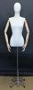 Female Torso Linen Covered Wooden Bendable Arms Chrome 4 Wheel base BFWH1-DMB-CH