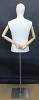 Male Torso with Head, Linen covered Flexiable wooden Arms Flat Metal Base BFMH1WM