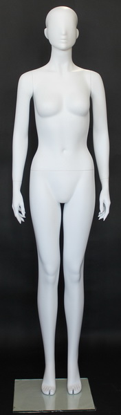 Female Egghead Plus Size Mannequin, Stand At Attention - Glossy White